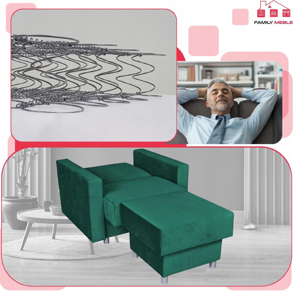Alicja Sofa Bed with Storage Family Meb Bottle Green