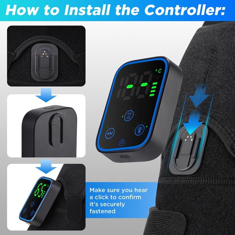 Portable Electric Shoulder Massager with Vibration and Graphene Heating Wireless APP Control Hot Compress Therapy Pad Removable Design
