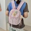 Korean new high-value schoolbag sweet plaid backpack junior high school students lightweight travel mini backpack