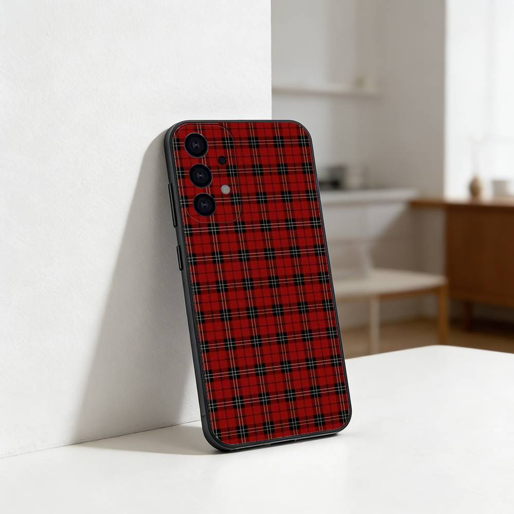 Cool P-Purple P-Plaid Pattern Phone Case For Samsung S25,S24,S21,S22,S23,S30,Ultra,S20,Plus,Fe,Lite Black Shell