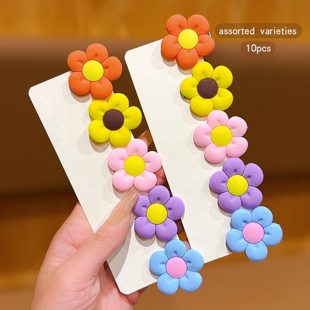 10 Niedliche Bunte Zufällige Blumen Haarspangen Einfacher Kopfschmuck Geeignet für den Täglichen Gebrauch Haaraccessoires