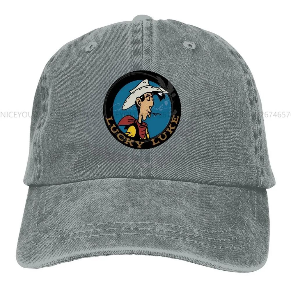 Cowboy in Circle Layered Baseball Cap Men Hats Women Visor Protection Snapback Lucky Luke Cartoon Comic Caps