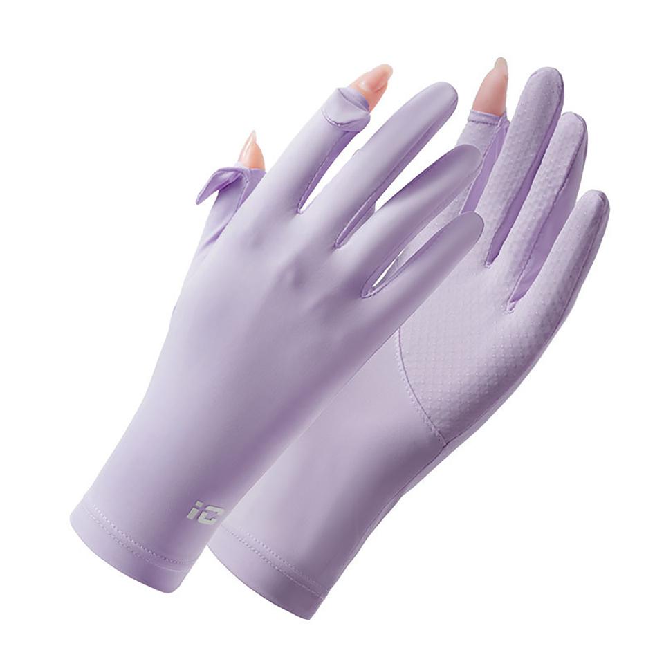 

Gobygo 1Pair Sunscreen Gloves Ice Feeling Outdoor Cycling Silicone Anti-Slip Open Finger Touch Screen Breathable Cycling Gloves