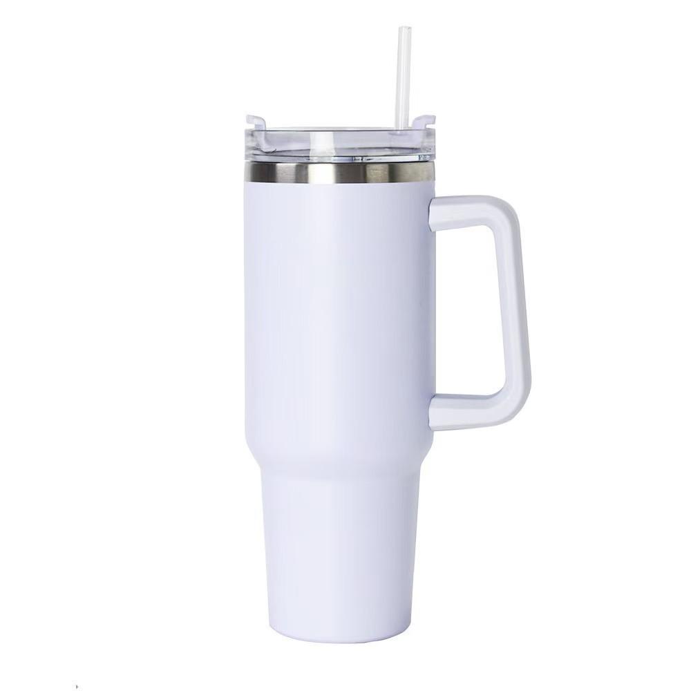 Large Capacity Oz Handle Cup Double-layer Straw Thermos Cup Stainless Steel Car Cup