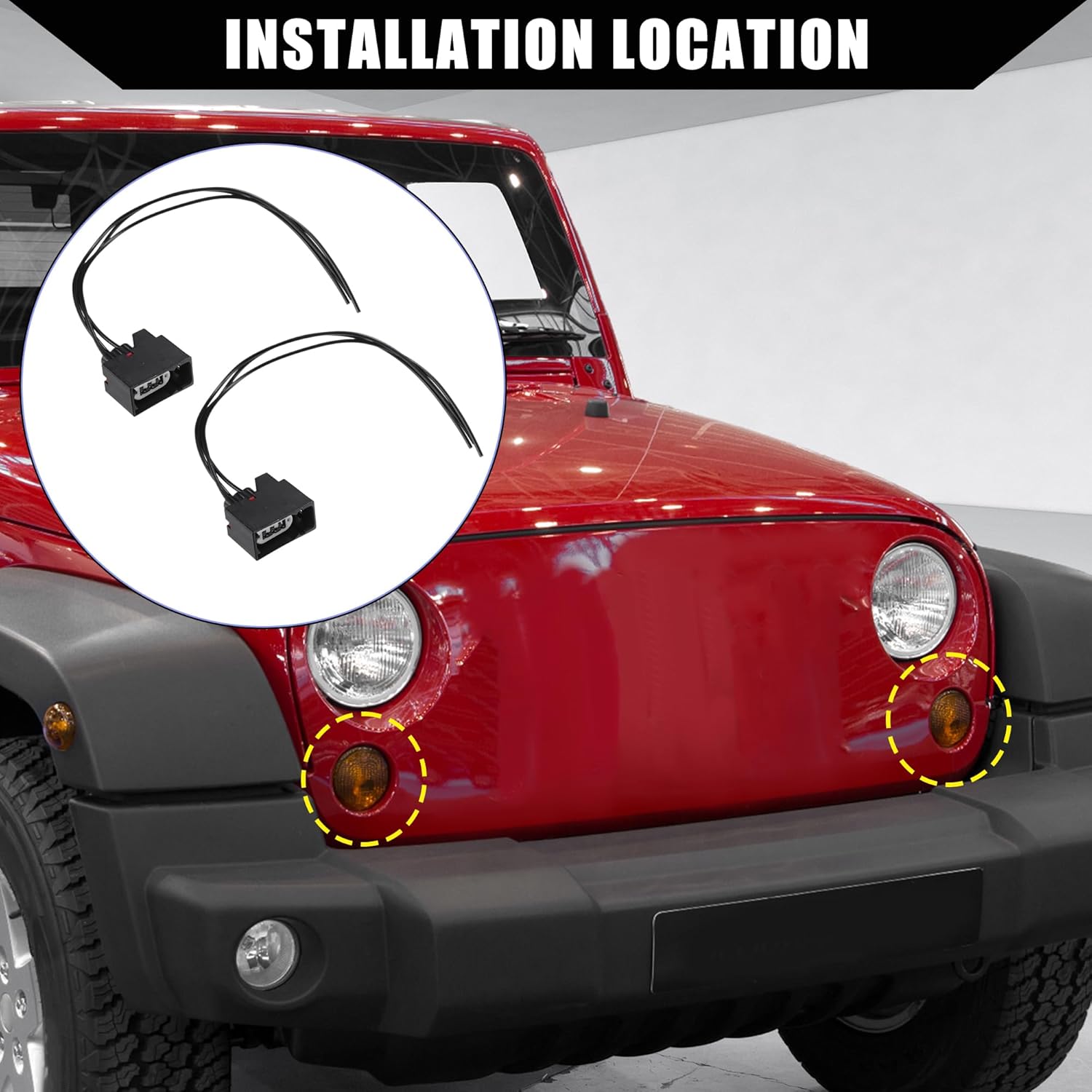 

Car Turn Signal Light Connector Plug Harness for Jeep Wrangler JK 2007-2018 / Front/Durable Plastic / 2 Set