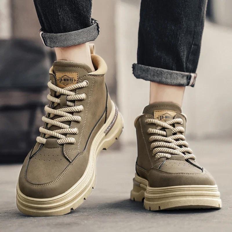 Fashion Fashionable Men's Boots High Top Casual Sneakers Men Designer Anti-Slip Ankle Boots Outdoor Thick Sole Mens Work Boots New Style