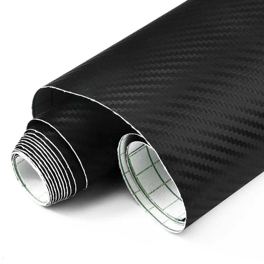 3D Car Film Sticker Decals Matt Black Vinyl Wrap 50x200cm Carbon Fiber Part Portable Replacement Replaces Sale Useful