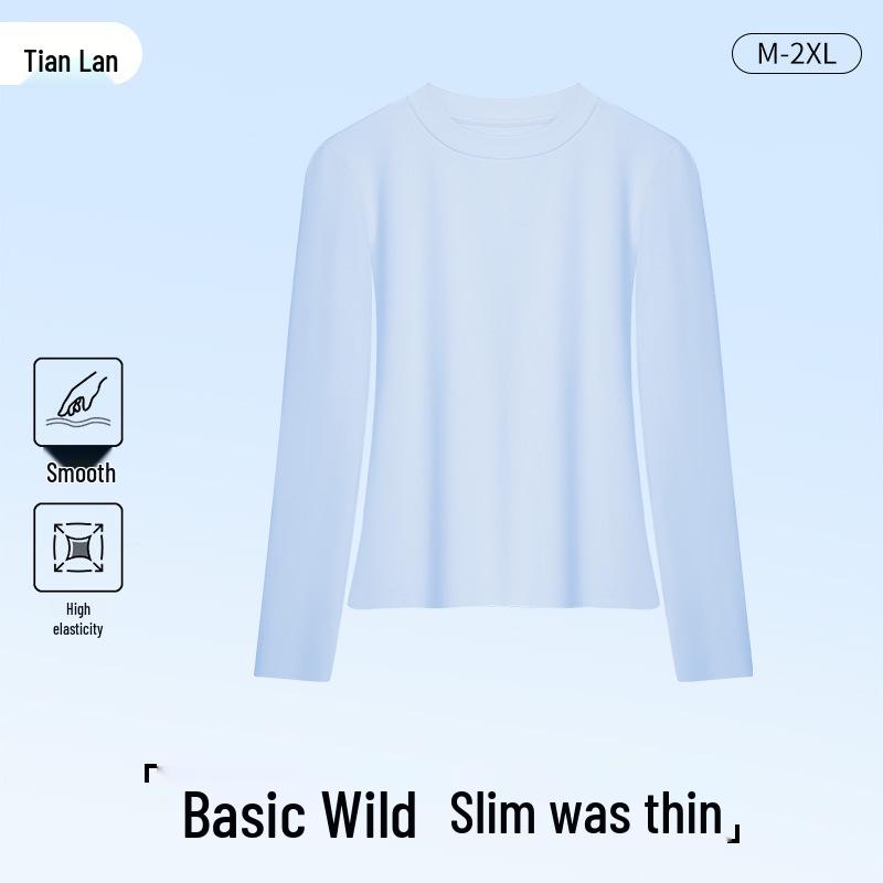 Women's Lyocell Long Sleeve Round Neck Slim-Fit Shirt - New for Spring/Autumn 2026