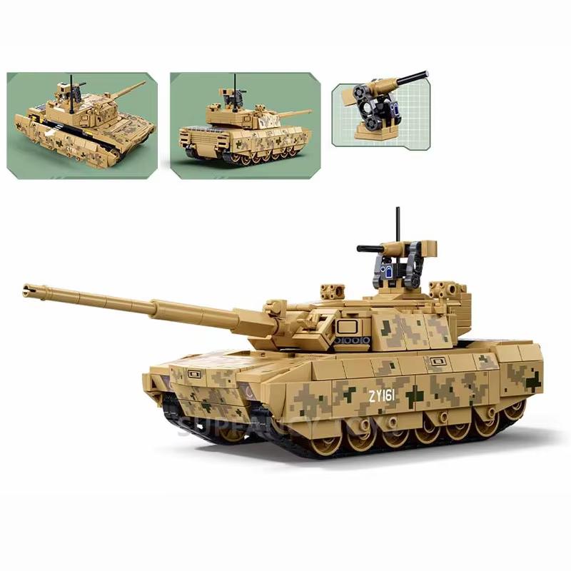 Hochwertige Sluban brandneu Hochwertige 413 Teile Armeestil Ztz-100S Hochwertiger Kampfpanzer Hochwertiger Haupt Hochwertiger Gefechtsfahrzeug