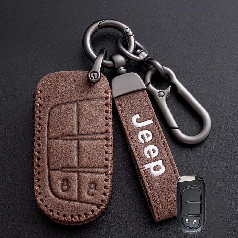 

Cup Holders High quality New Leather Car Key Cover Case Fob for Jeep Renegade Compass Grand Cherokee for Chrysler 300C Wrangler