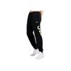 Li-Ning Sports Fashion Series Letter Print Drawstring Cuffed Mid-Waist Knitted Sports Pants Men bottoms Standard-Black YKLU275-3