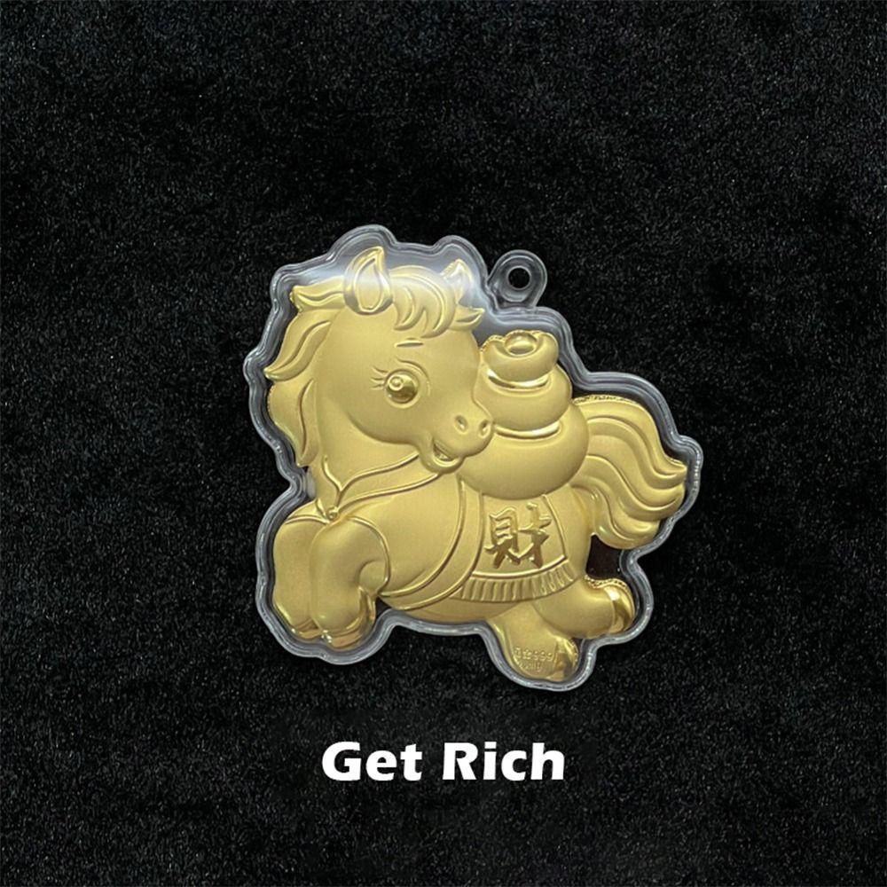 Imitation Gold Foil Zodiac Horse Pendant Lucky Horse Phone Chain Bag Pendant  Personal Accessory
