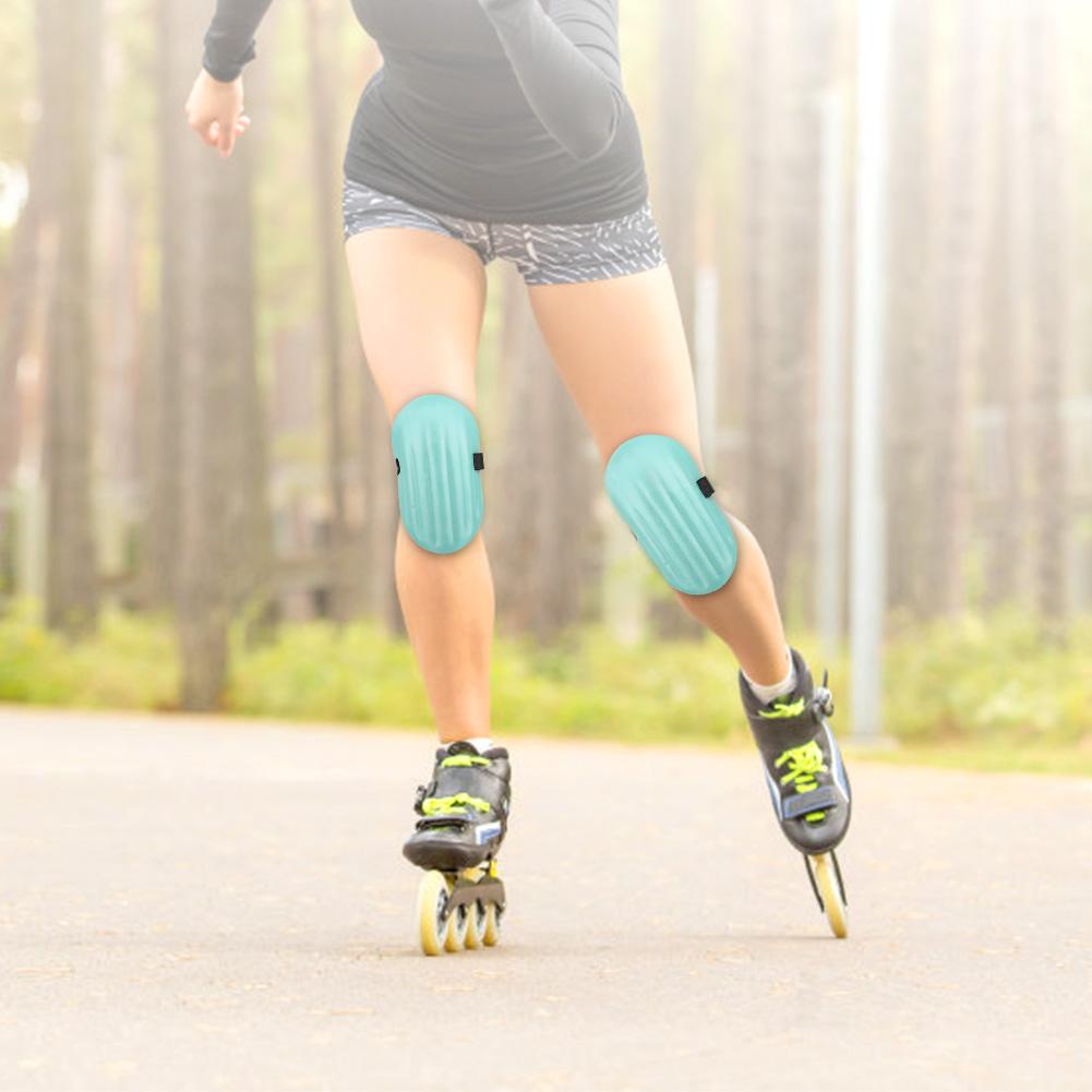 2Pcs EVA Foam Padding Knee Pads Leg Protector with Adjustable Hook Band for Fitness Yoga Roller Skating