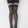 Women's summer thin lace trim thigh-high stockings for petite women, slimming black sexy over-the-knee socks