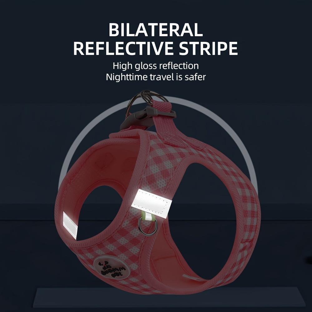 Festliches Gingham-Katzenhalsband: Atmungsaktives Polyester mit Metallschnallen und reflektierenden Gurten für sichere Spaziergänge
