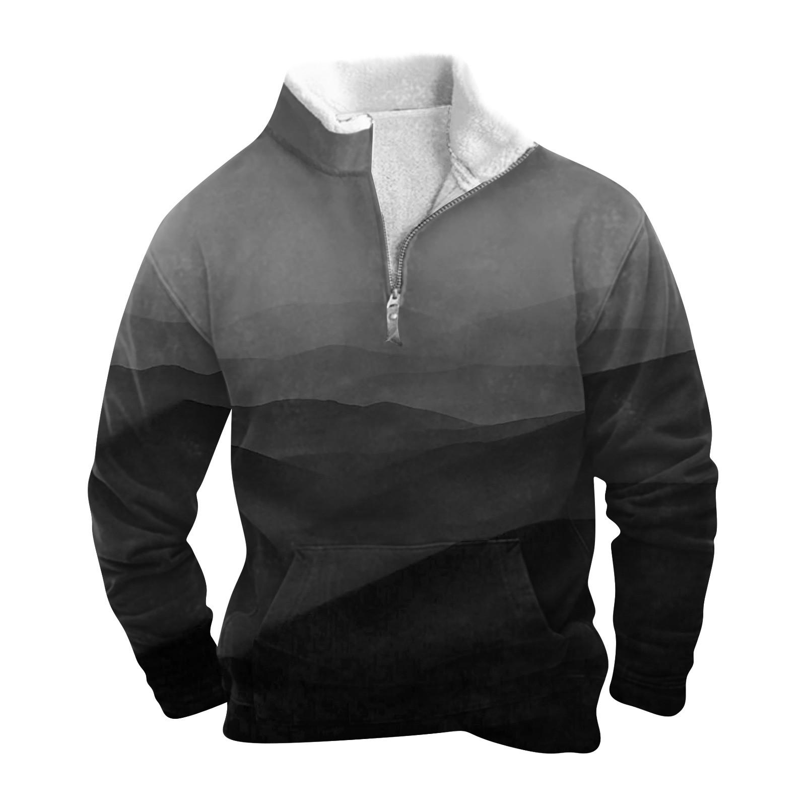 

Весенне-осенняя мужская толстовка с воротником-стойкой на открытом воздухе, повседневные свитера, топы M чёрный