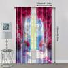 2pc,  Curtain depicts a waterfront arch surrounded by flowers Versatile Polyester,Without Electricity Birthday Party Suitable