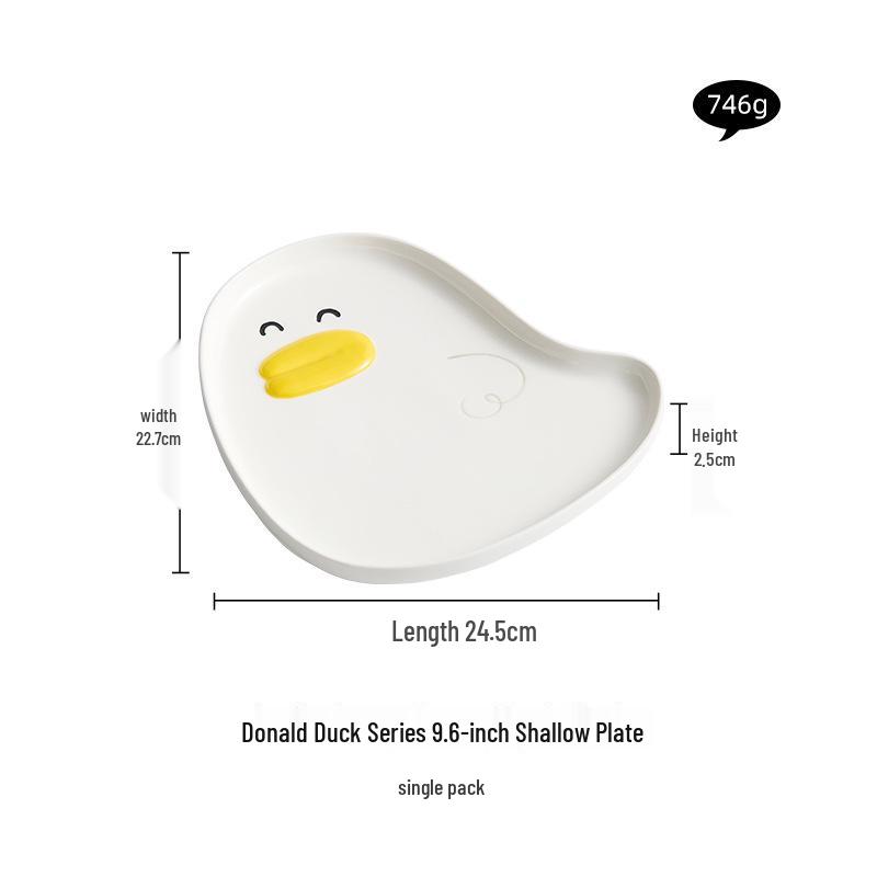 

Роскошный мультяшный керамический набор посуды с уткой: Включает чашку, ложку, тарелку для завтрака и миску для овсянки для детей Standard Size