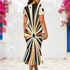 Women Plus Size V Neck Short Sleeve Geometric Printed Fitted Fishtail Dress