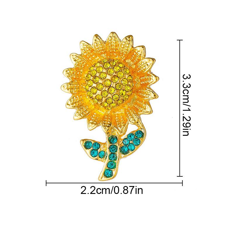 1PC Stylish Plant Brooch for Jackets Unique Sunflower Jewelry Accessory Handmade Drip Resin Brooch Shiny Rhinestone Flower Pin