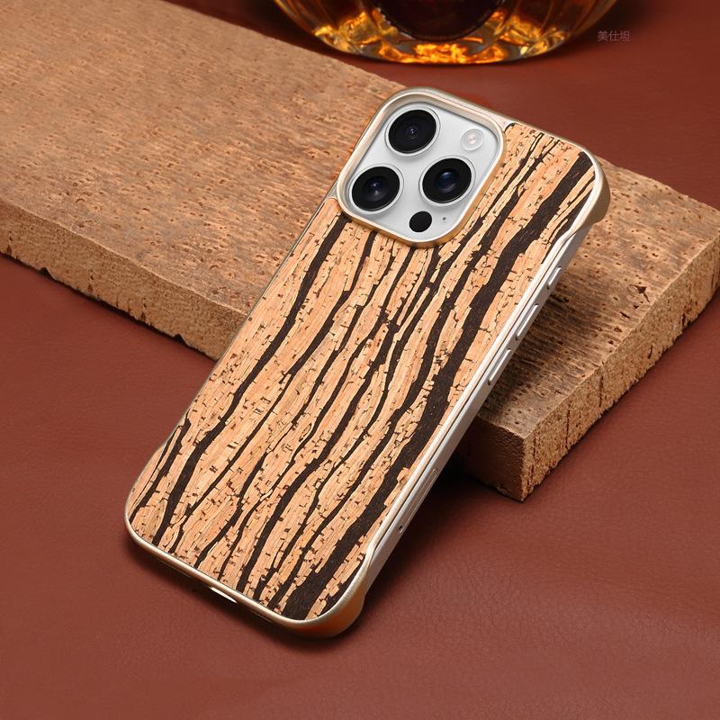 Suitable for Apple 16promax Phone Case, Frameless Fashion, IPhone15 Anti-drop 14 Cork Light Luxury Electroplated Case
