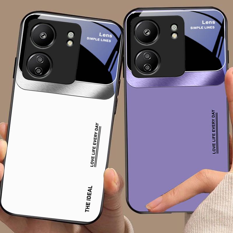 Vetro Temperato Nero con Finestra Grande per Xiaomi Redmi 13C Note13 12 Pro Plus 5G Note 9 13T Pro POCO X6 F5 F6