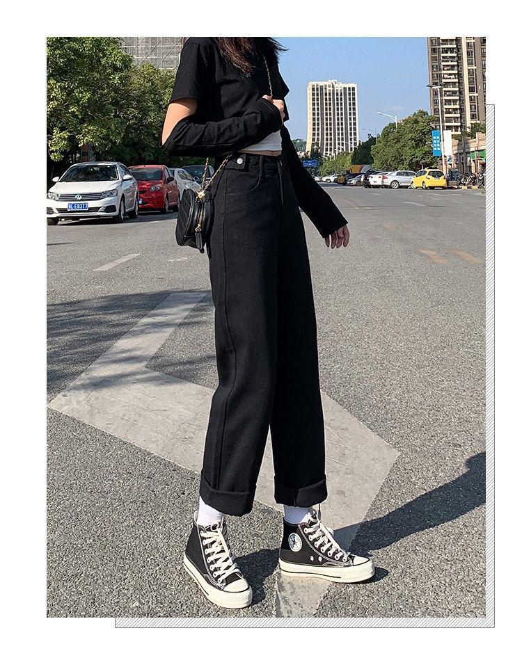 Spring 2023 Women's High-Waist Loose Slimming Denim Pants - Mori Style Straight Leg Trend