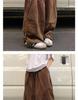 Fat Brother Men's Wide Leg Retro Pleated Pants: Elastic Waist, Loose Fit, Floor-Length, Hong Kong Style for Spring & Autumn