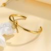 Women Open Cuff Bangle,  Tie The Knot Bangle Bracelet, Gold Plated Forever Love Knot Infinity Stainless Steel Jewelry