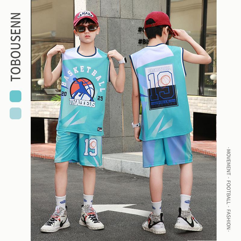 Summer new men's and children's basketball suit outdoor women's sports training quick-drying jersey short-sleeved shorts two-piece set