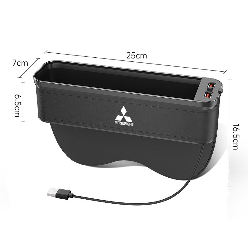 Car Seat Gap Organizer USB Charging Multifunction Storage Box For Mitsubishi Outlander Pajero Asx Lancer EX Evolution X Ralliart SF9
