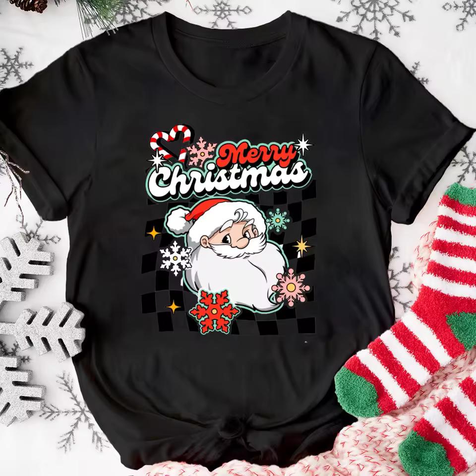 Women'S Christmas T-Shirt - Red Holiday Party Top with We Are Family Text Y2k Ladies Clothes Oversized T-shirt Woman Clothing
