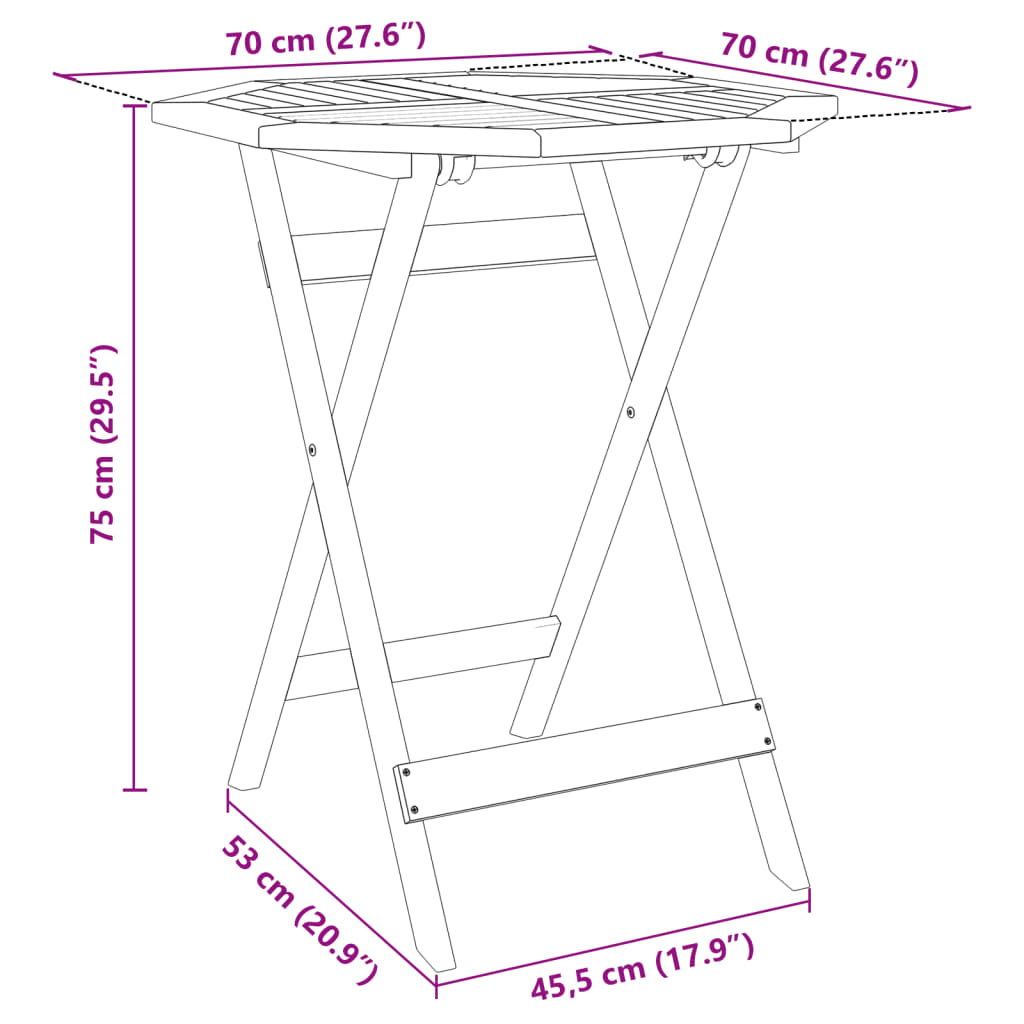 3 Piece Foldable Bistro Set Solid Acacia Wood