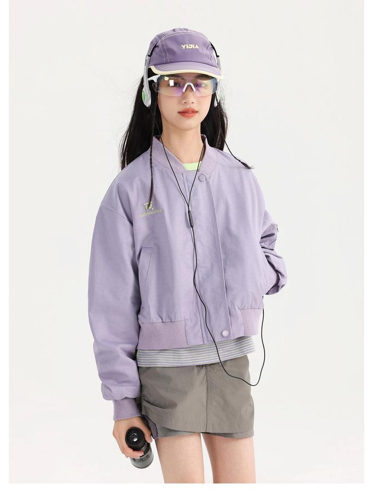 Tao Town Girls' Korean Style Casual Baseballjacka