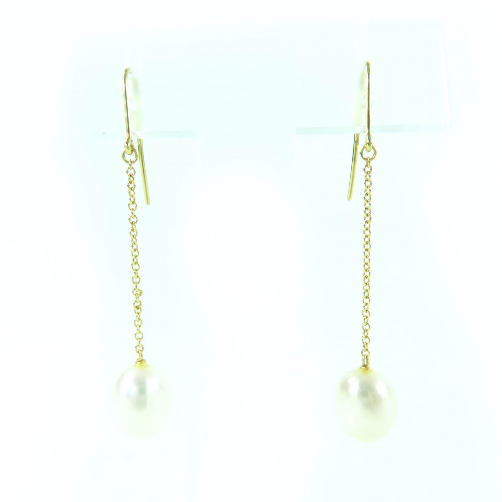 

Great TIFFANY&Co. By the Yard Freshwater Pearl Drop Pierce K18 750(YG) gold Used