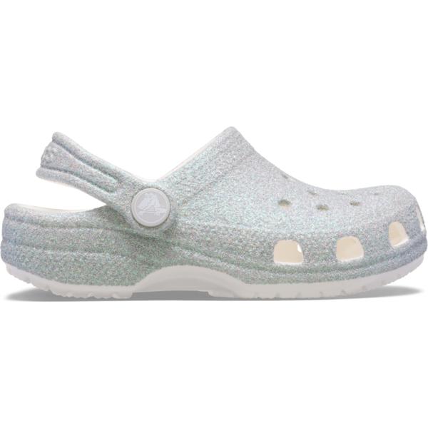 Crocs Classic Iridescent Glitter Clog Toddler White 210985 100