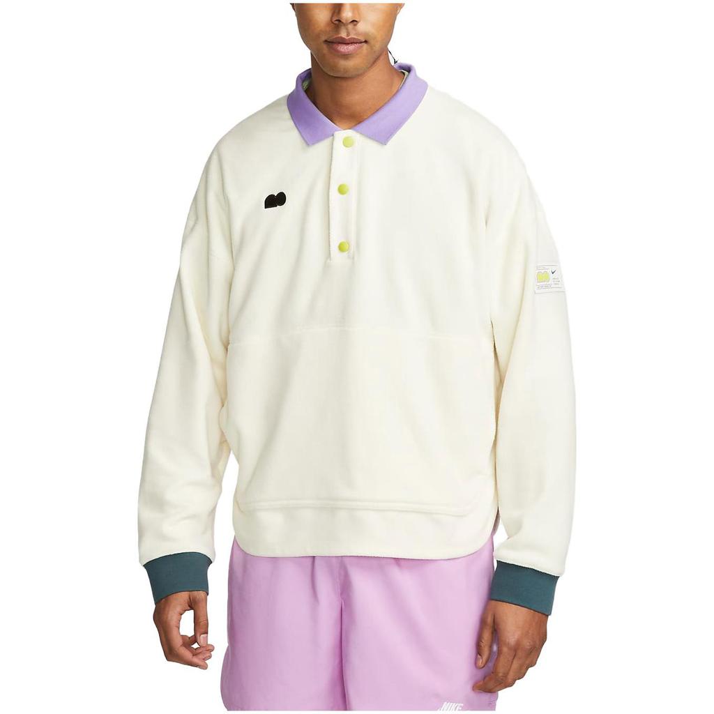 Nike X Naomi Osaka Collaboration SS23 Color Block Casual Long Sleeve Polo Shirt Men Polo Shirts Coconut-Milk DX1811-113