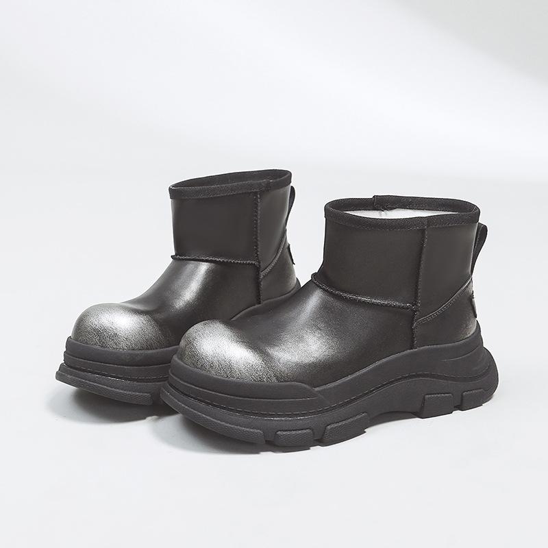 Thick-soled Snow Boots Women's 2025 New Winter Velvet Thickened Polished Martin Boots Small Retro Short Boots