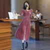 2026 Autumn Loose New Golden Velvet Dress Long Slim Temperament Long Sleeve Large Size Autumn Dress Women's Long Dress Children