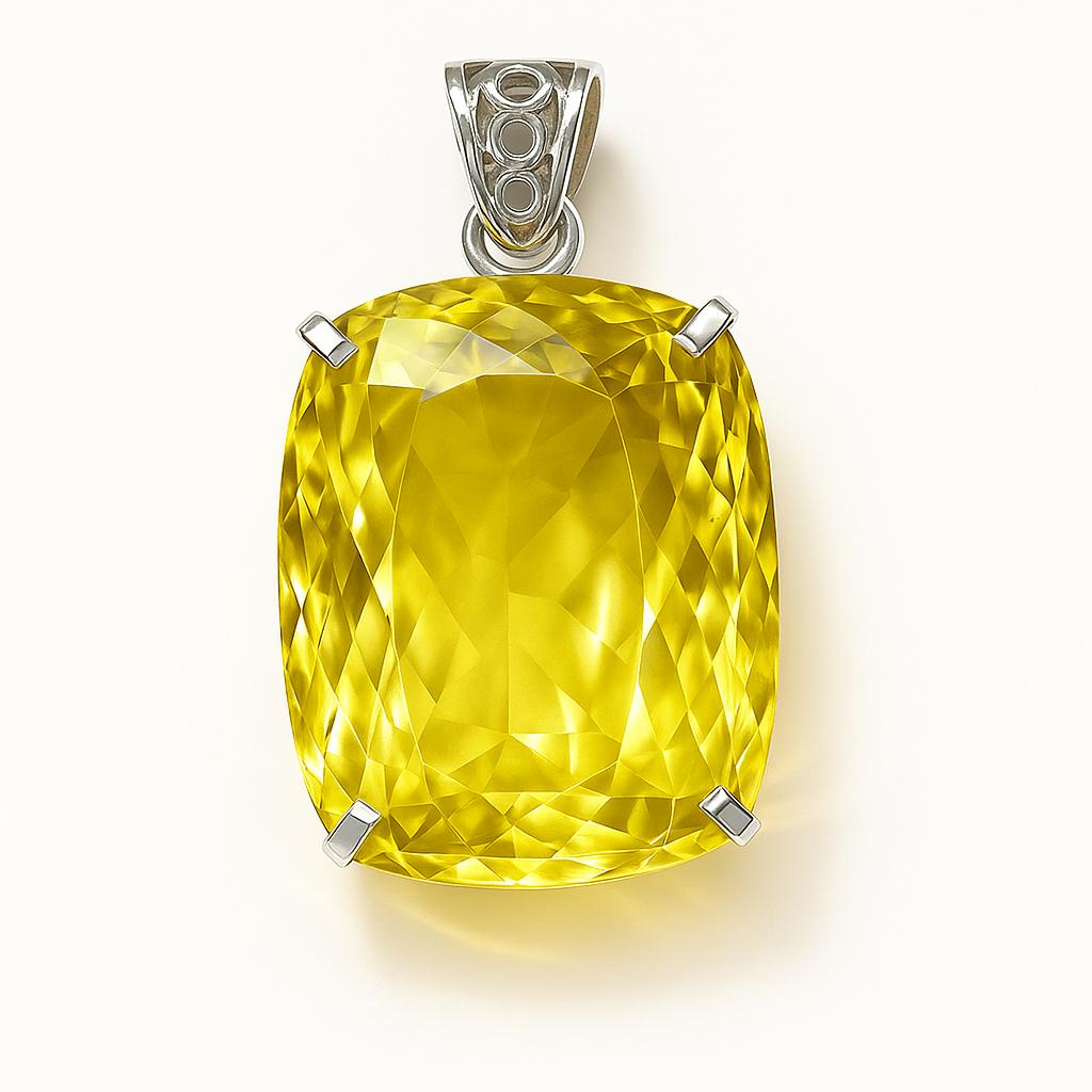 Naturlig Gul Safir 104 ct Kuddslipad 925 Sterling Silver Hänge Ädelstenar För Gåva AI-67-NS