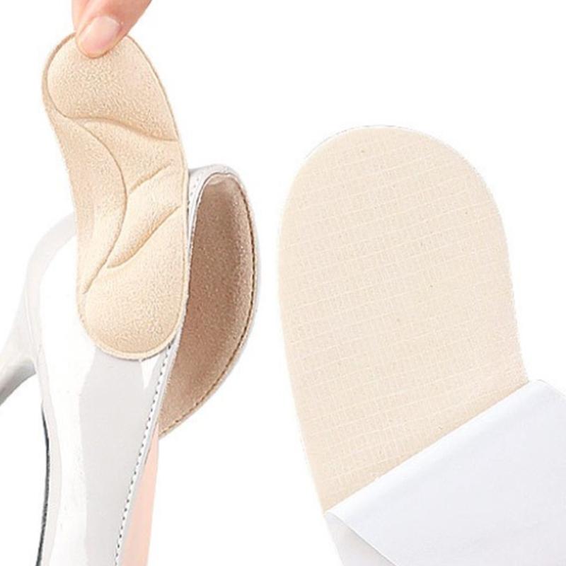 4 Pairs Curved Heel Grip Pads Soft Faux Suedes Sponge Cushions for High Heels Comfort and Pains Relief in Long Standing
