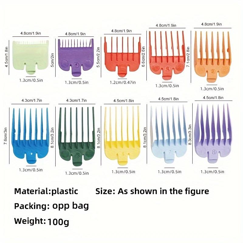 10pcs Hair Clipper Accessory Set - Colorful Comb Guide, Adjustable Limit Protector