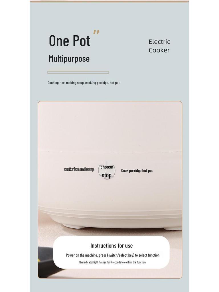 Smart Single-Serve Mini Rice Cooker for Steaming and Cooking Porridge