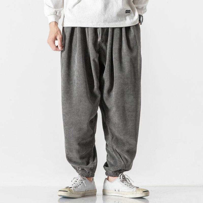 Corduroy Men's Harem Pants Fashion Men Jogging Sweatpants Cotton Casual Trousers Streetwear Ankle-Length Pants