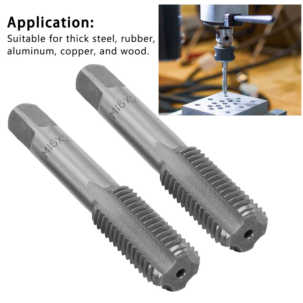 2pcs High Speed Steel   Thread Tap Straight Flutes Thread Tapping Tool Hand Thread Tap