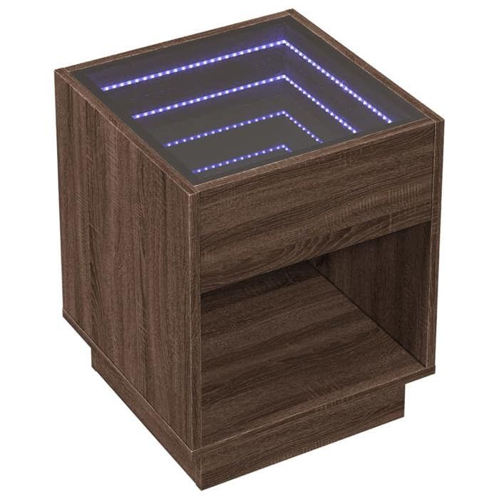 VidaXL Table de chevet avec LED infini chêne marron 40x40x50 cm 3284083