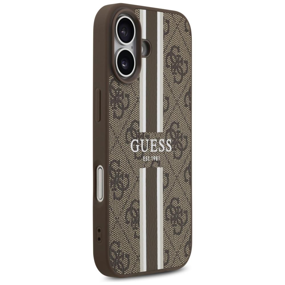 Guess 4G Printed Stripes MagSafe case for iPhone 17 brown