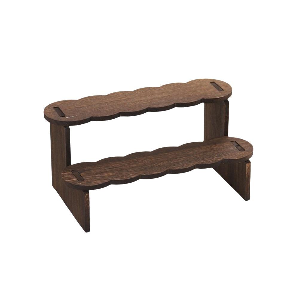Wave Edge/Straight Edge Wood Display Shelf 2 Tiers Bracelet Bead Display Rack Living Room