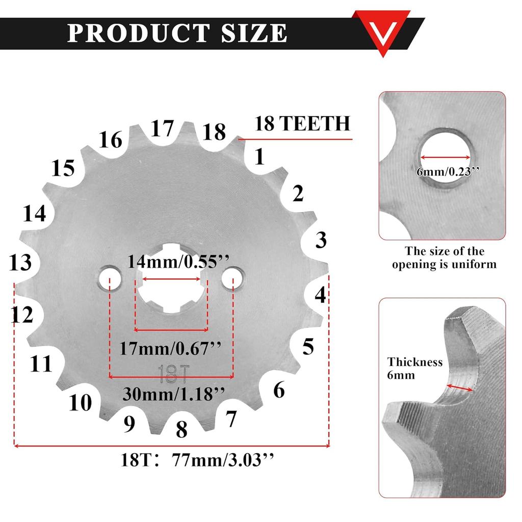 PRO BAT 420 18T 17mm Front Engine Sprocket 125cc 140cc 150cc 160cc TaoTao Loncin Lifan Zongshen Roketa Coolster Sunl Chinese ATV Quad Dirt Pit Mini