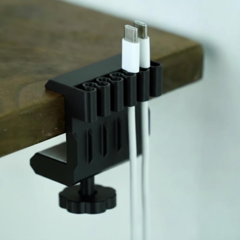 Black Desk Cable Holder, Cable Organizer with Clamp
